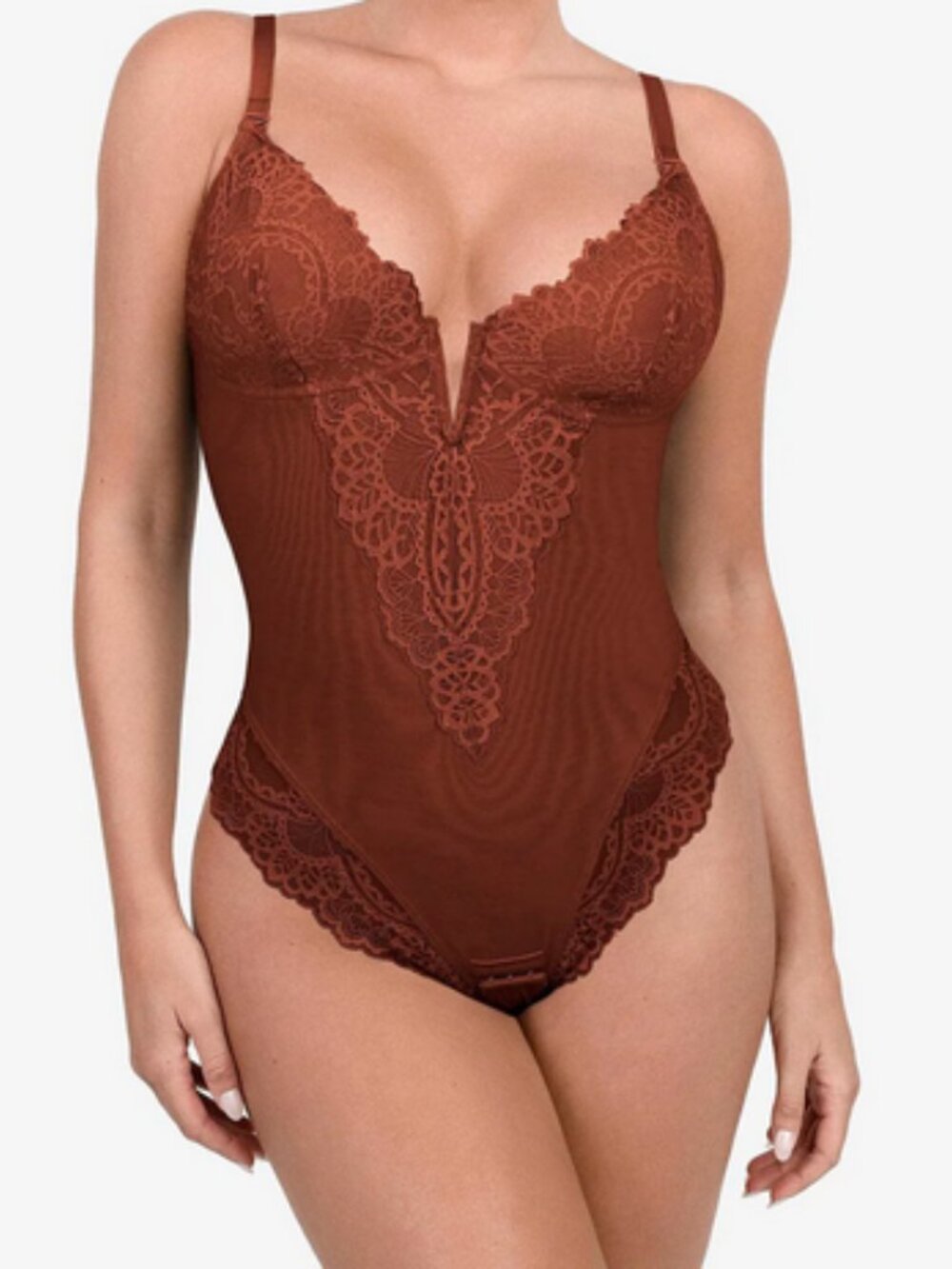 Popilush Built-In Shapewear Lace Bodysuit Size Medium New